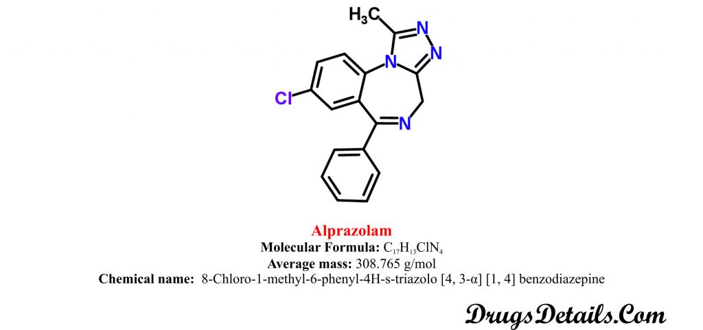 Alprazolam:Structure and chemical information.