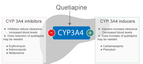 Metabolism and elimination for Quetiapine